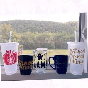 Fall tumblers, cups, mugs and wine glass